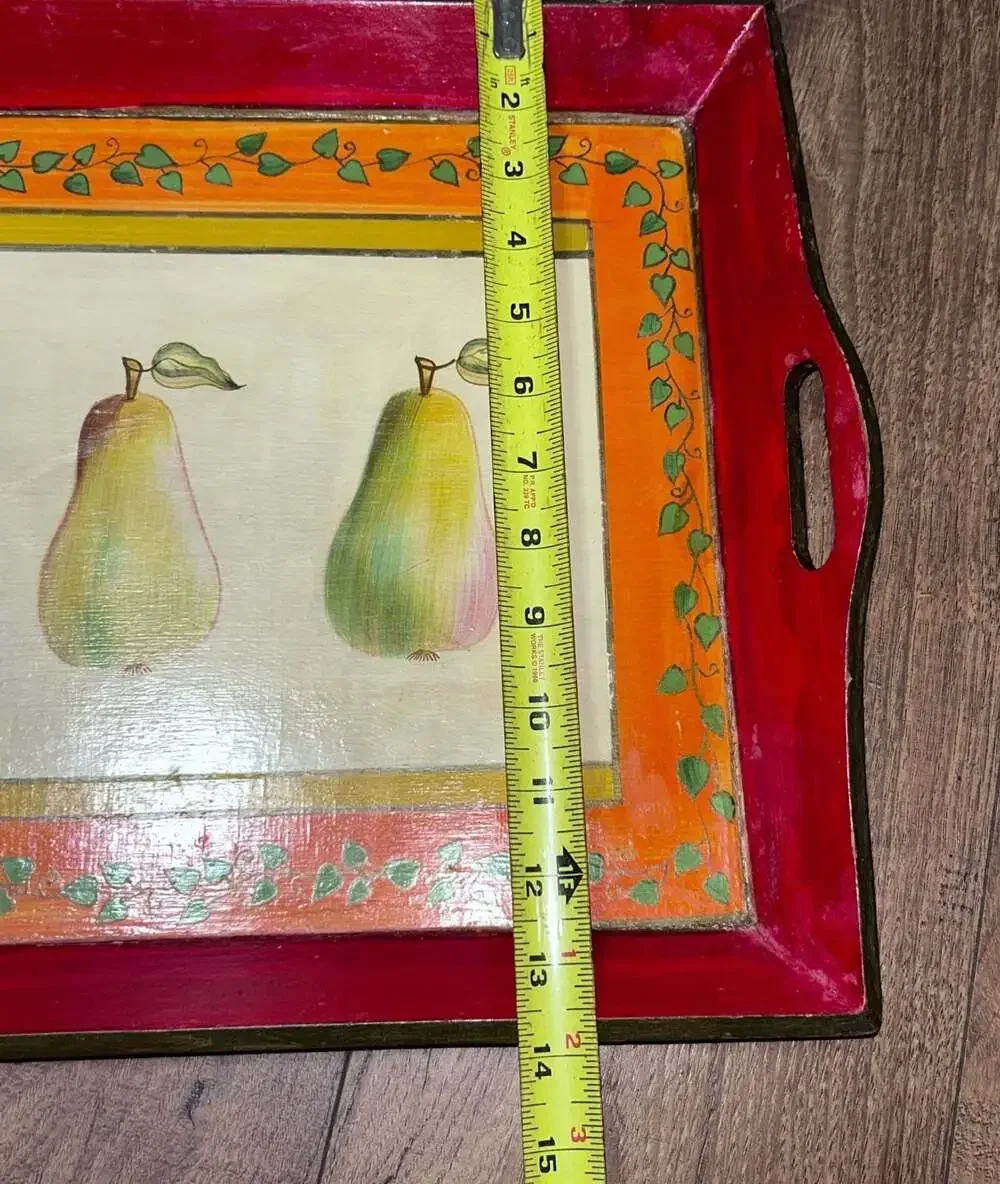 Foreside Hand Painted Pear Serving Tray